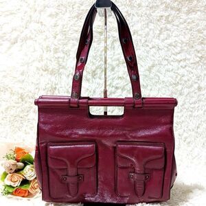 Loewe Lollipop Red Patent Leather Multi-use Shoulder Satchel Bag w/ Papers, VTG